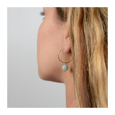 Amazonite Hoop Earrings - 18K Gold Plated