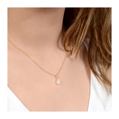MOONSTONE DROP NECKLAC - 18K GOLD PLATED