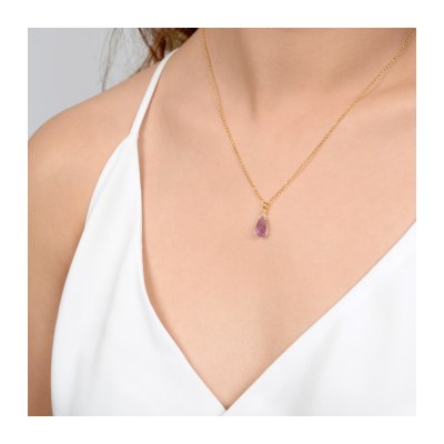 Amethyst Drop Necklace - 18K Gold Plated 