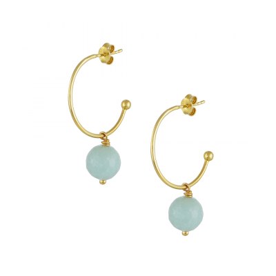 Amazonite Hoop Earrings - 18K Gold Plated