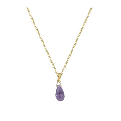 Amethyst Drop Necklace - 18K Gold Plated 