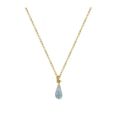 Blue Topaz Drop Necklace - 18K Gold Plated