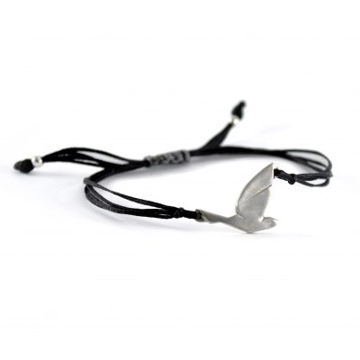 Dove Silver Charm Adjustable Cord Bracelet