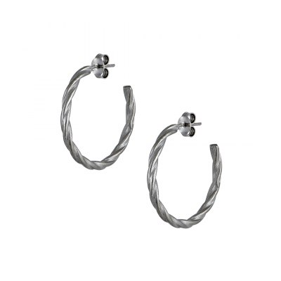 Twisted Hoop Earrings - Black Platinum Plated