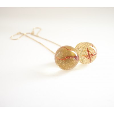 Resin long earrings with greek saffron threads inside