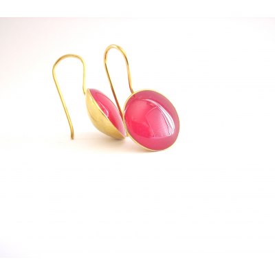 Resin earrings pink silver 925 gold plated / Σκουλαρίκια ρόζ με ρητίνη ασήμι 925 επιχρυσομένο