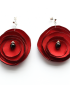 Earrings with red roses from satin fabric