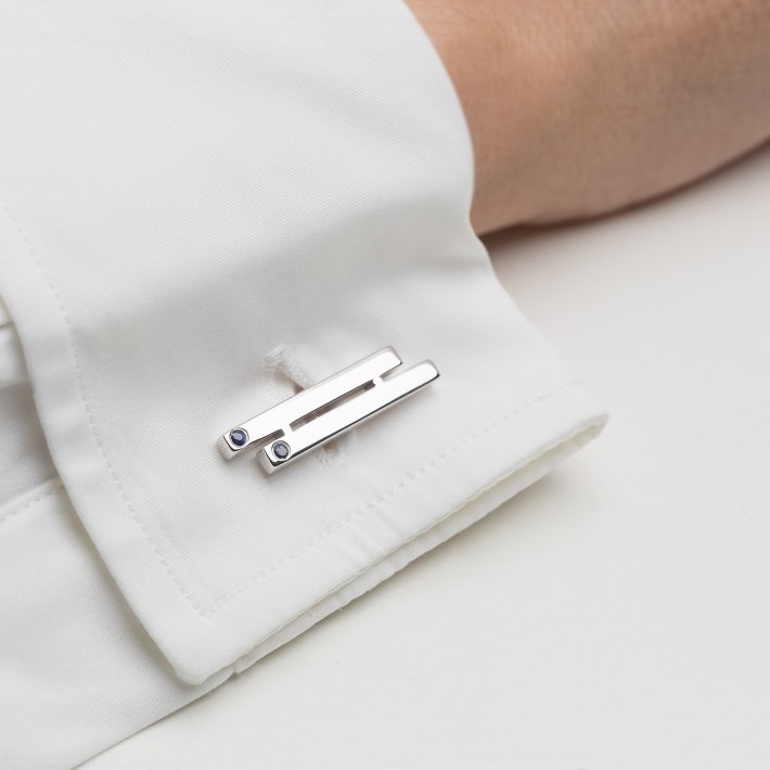 Cufflinks | Platinum plated Sterling Silver 925 with four Sapphires