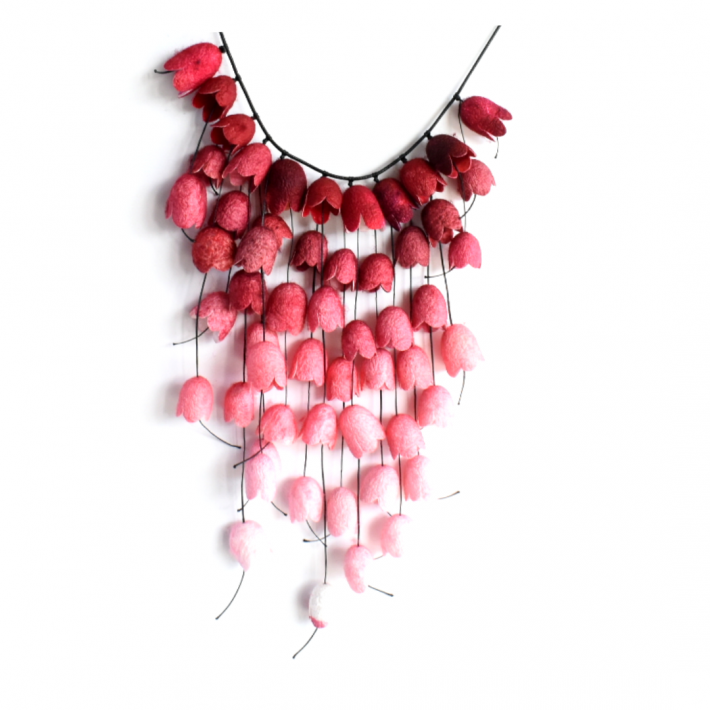 Necklace with silk cocoons