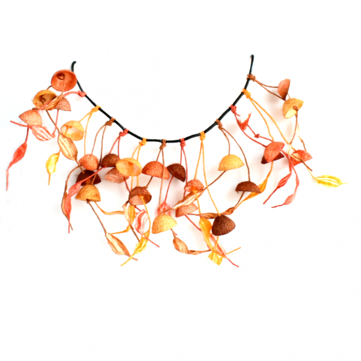 Handmade necklace with silky cocoons